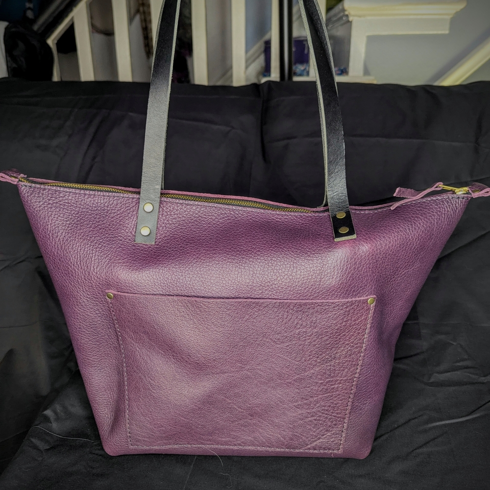 Portland Leather Goods Large Plum Zippered Tote Bag - Not Available On Website